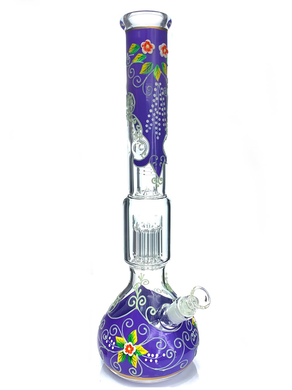 Fat Buddha Glass Bong Purple Flower Bong