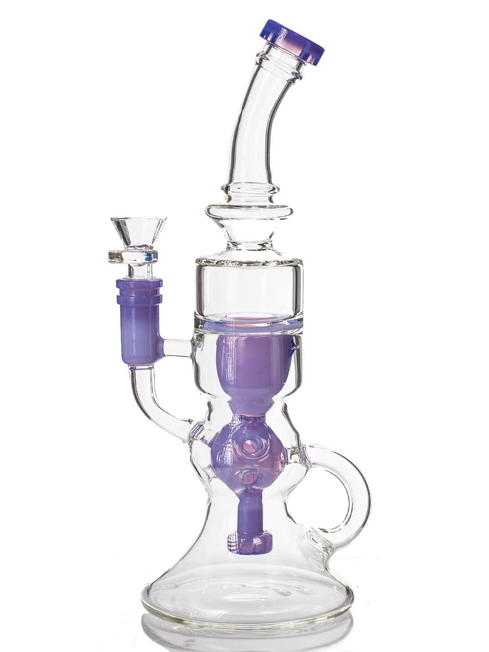 Fat Buddha Glass Bong Purple Single Perc Recycler Bong
