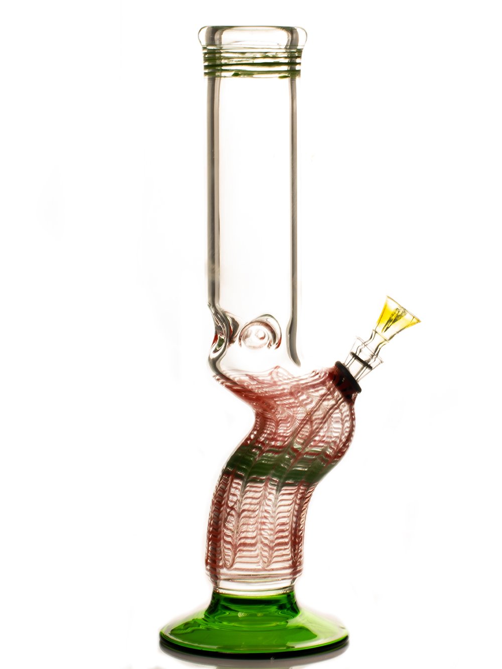 Red 14" Bend Bong Fat Buddha Glass