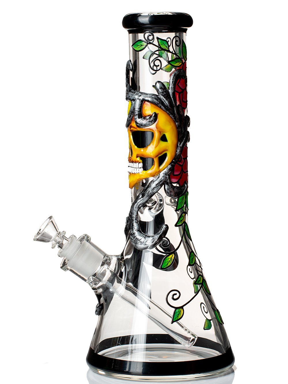 Skull and Roses Bong Fat Buddha Glass