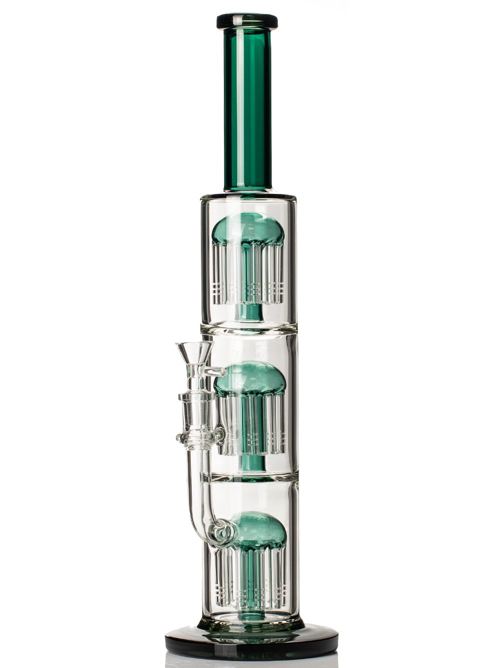 Fat Buddha Glass Bong Teal Triple Shower Perc Bong