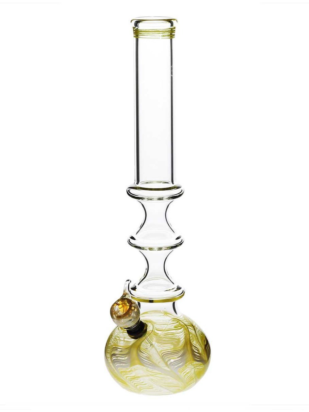 Yellow 3 Ring Bong (medium) Fat Buddha Glass