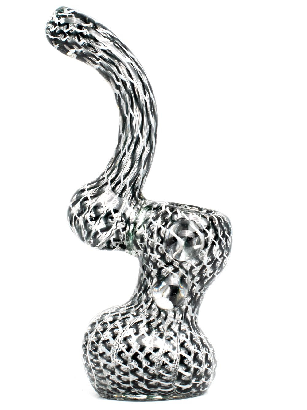 Fat Buddha Glass Bubbler Black Twisted Cane Bubbler