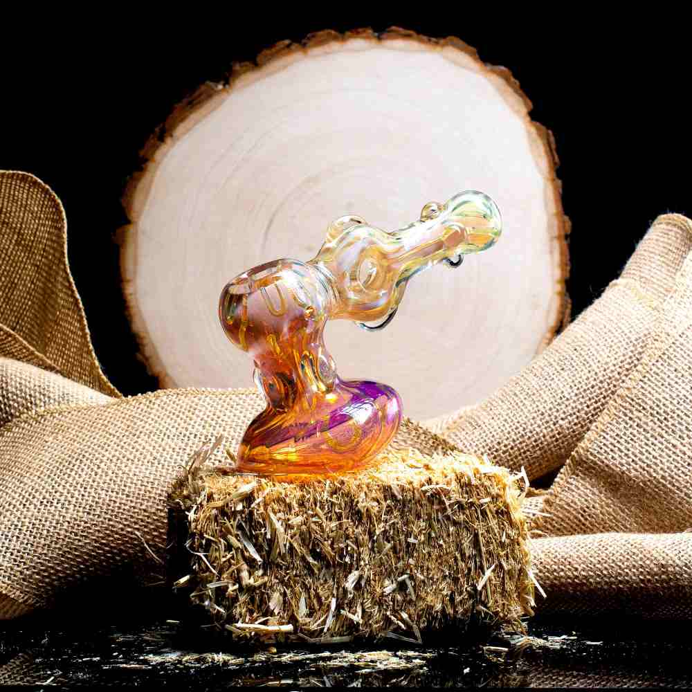 Fat Buddha Glass Bubbler Gold Fumed Donut Bubbler