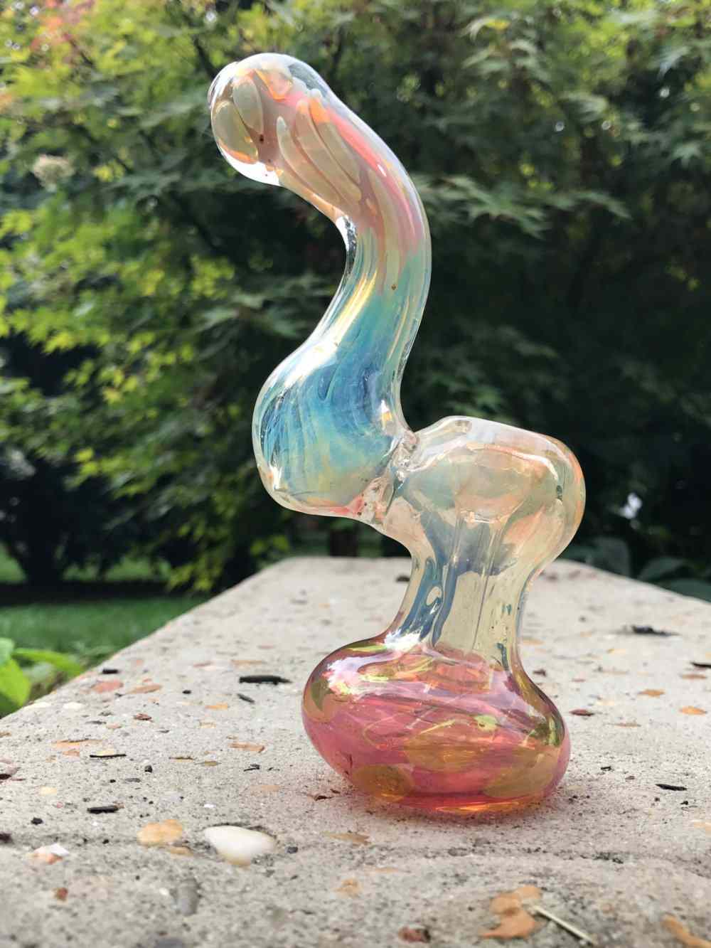 Fat Buddha Glass Bubbler Gold Fumed Glass Bubbler