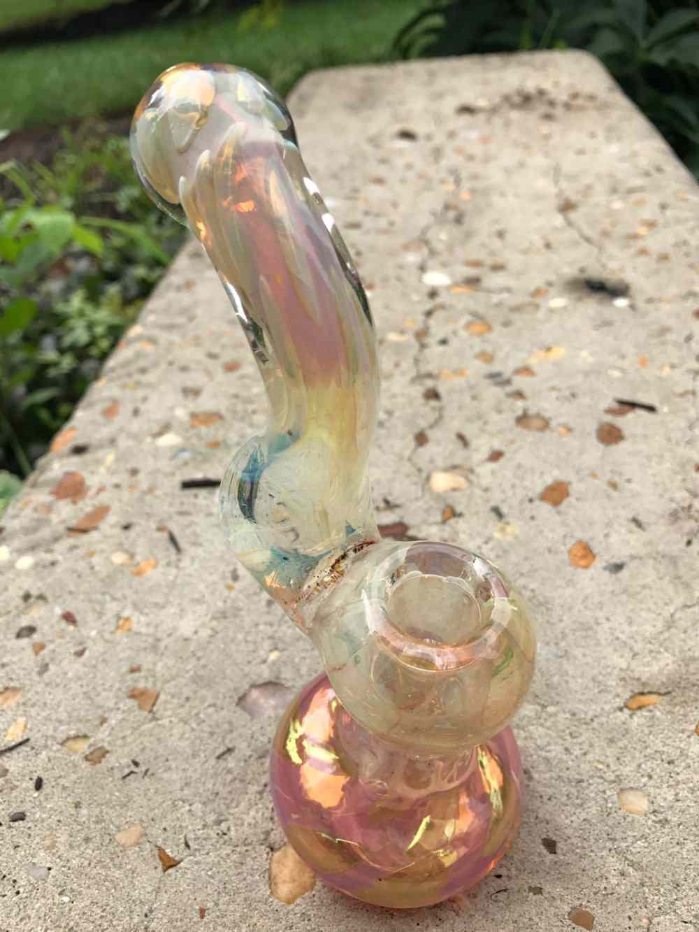 Fat Buddha Glass Bubbler Gold Fumed Glass Bubbler
