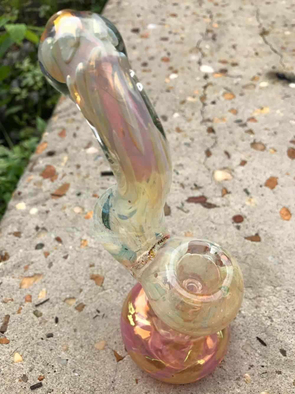 Fat Buddha Glass Bubbler Gold Fumed Glass Bubbler