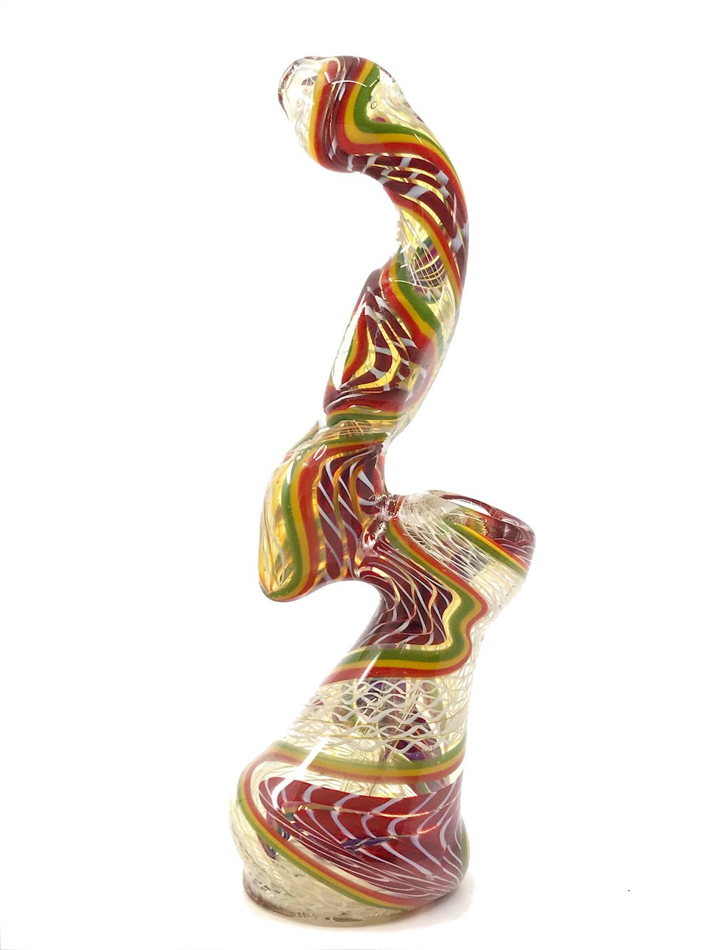 Blue 8" Cane Bubbler Fat Buddha Glass