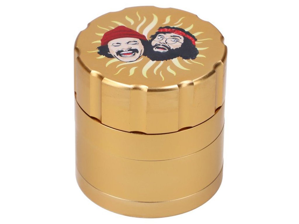 Gold Cheech Chong Grinder Fat Buddha Glass