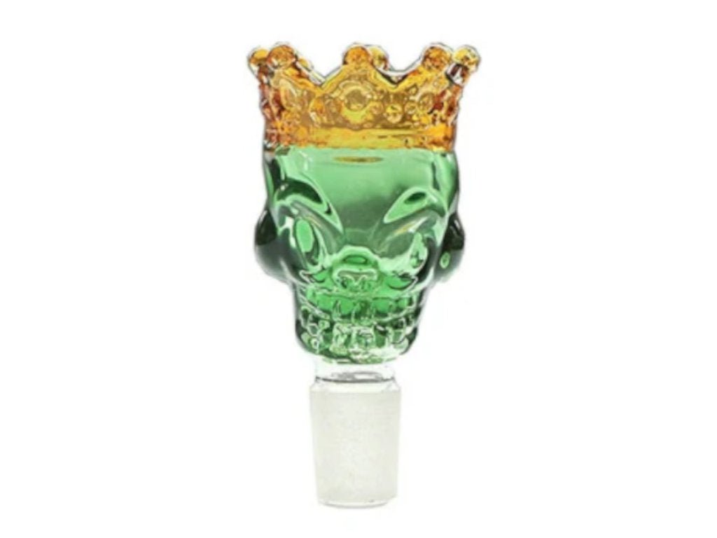 Fat Buddha Glass Green King Crown Skull Bong Bowl