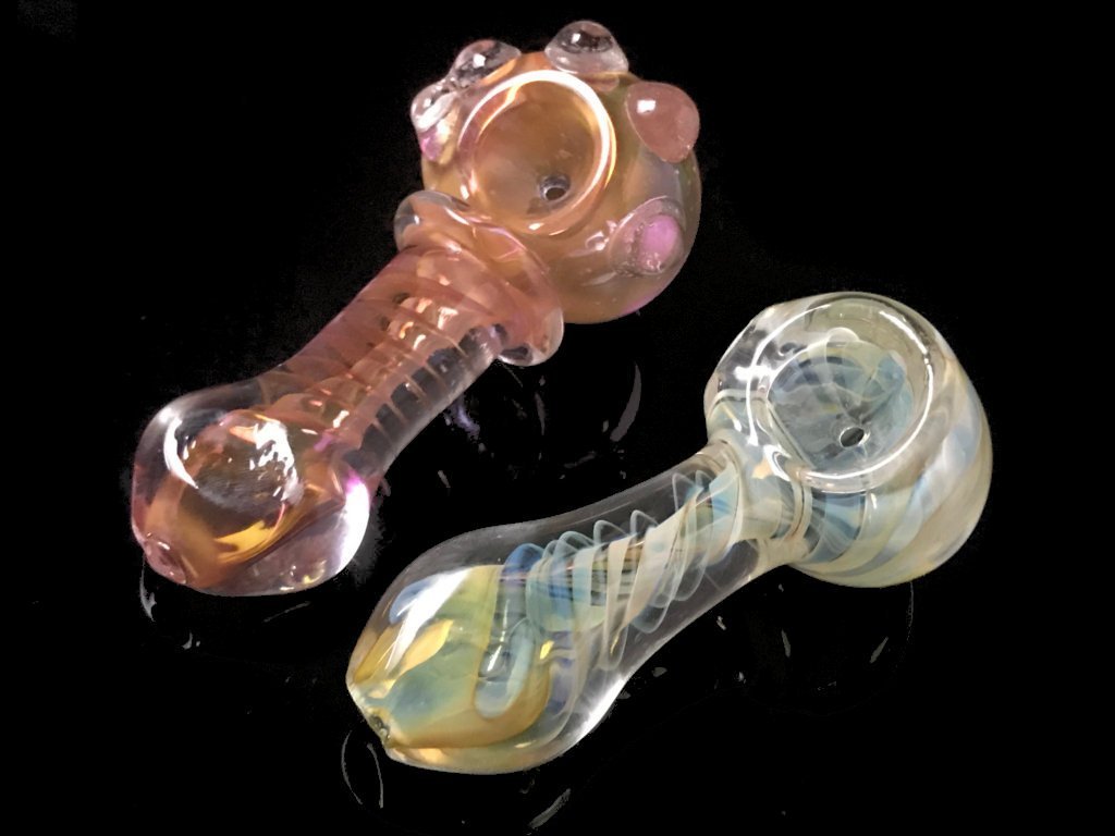 Gold And Silver Travel Pipes Fat Buddha Glass