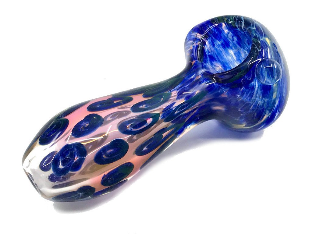 Blue Frit Glass Pipe Fat Buddha Glass