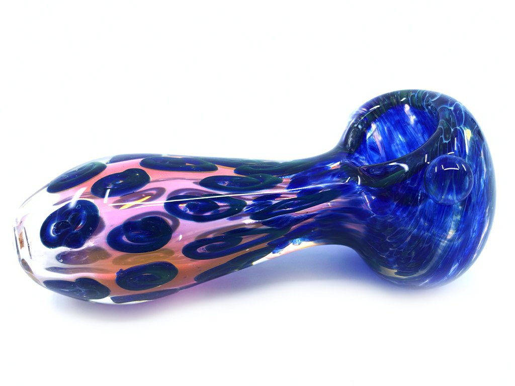 Blue Frit Glass Pipe Fat Buddha Glass