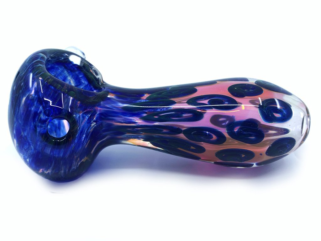 Blue Frit Glass Pipe Fat Buddha Glass