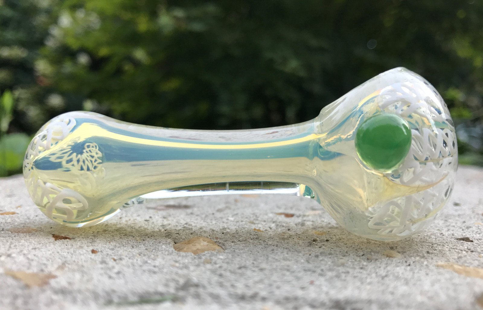 Travel Glass Pipe - Fumed with .999 Fine Silver Glass Bowl KS75