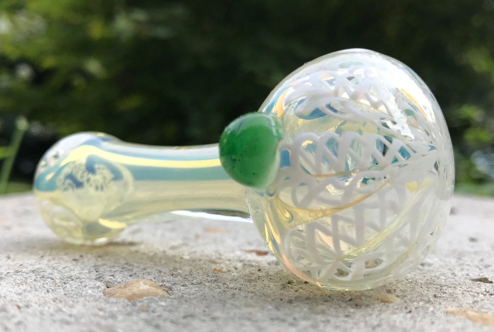 Travel Glass Pipe - Fumed with .999 Fine Silver Glass Bowl KS75