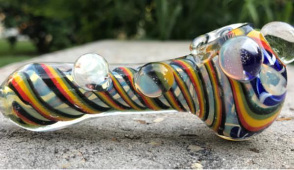 Collectible Tobacco Smoking Pipe Inside Out Rasta Beautiful Marbles Bowl 5