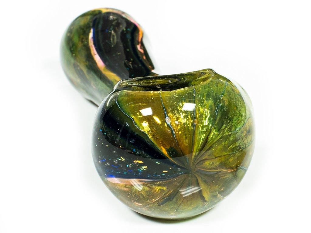 Glass Pipe Inside Out Gold Fumed Tornado Fat Buddha Glass