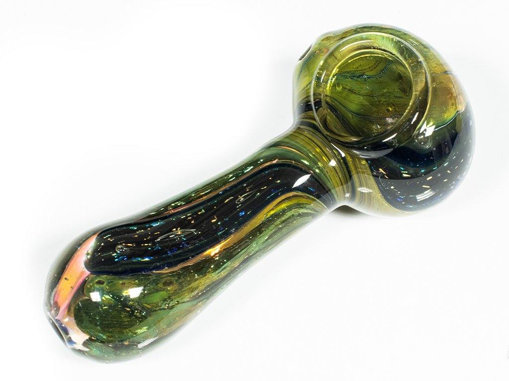 Glass Pipe Inside Out Gold Fumed Tornado Fat Buddha Glass
