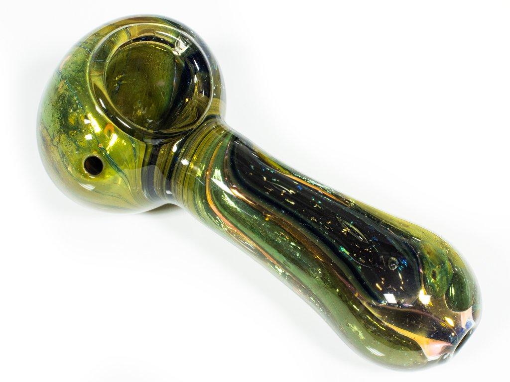 Glass Pipe Inside Out Gold Fumed Tornado Fat Buddha Glass