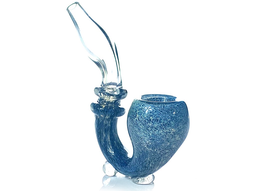 Blue Glass Sherlock Smoking Pipe KS61B Fat Buddha Glass