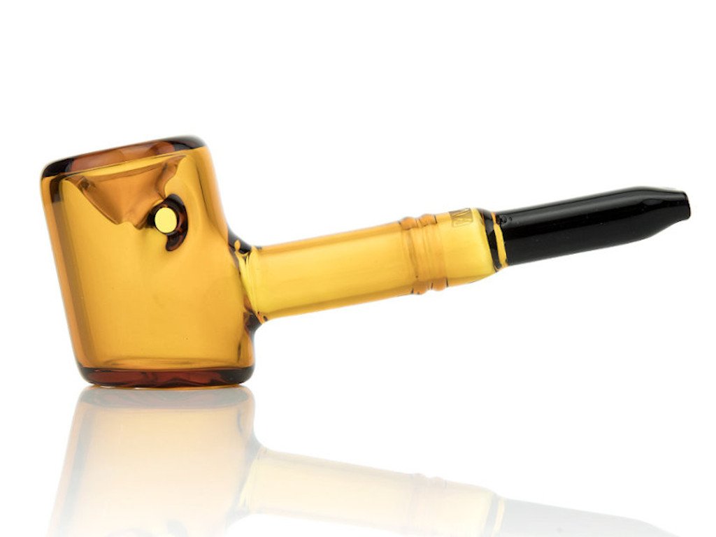 Amber 6 Poker Sherlock Pipe Grav Fat Buddha Glass