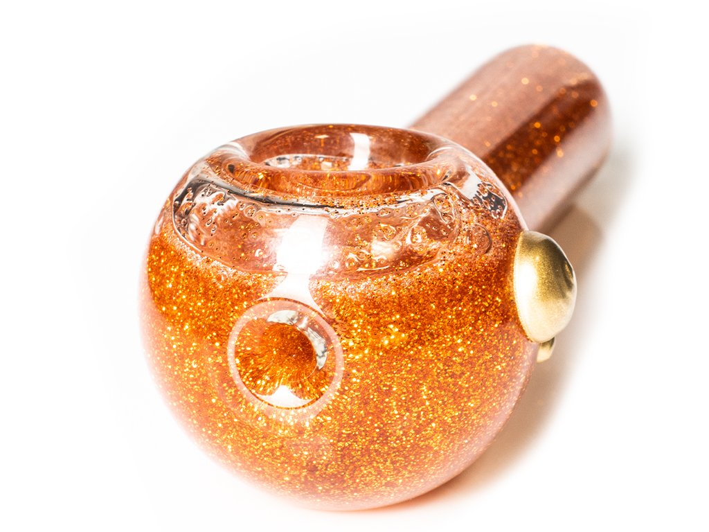 Gold Freezable Glitter Pipe Fat Buddha Glass