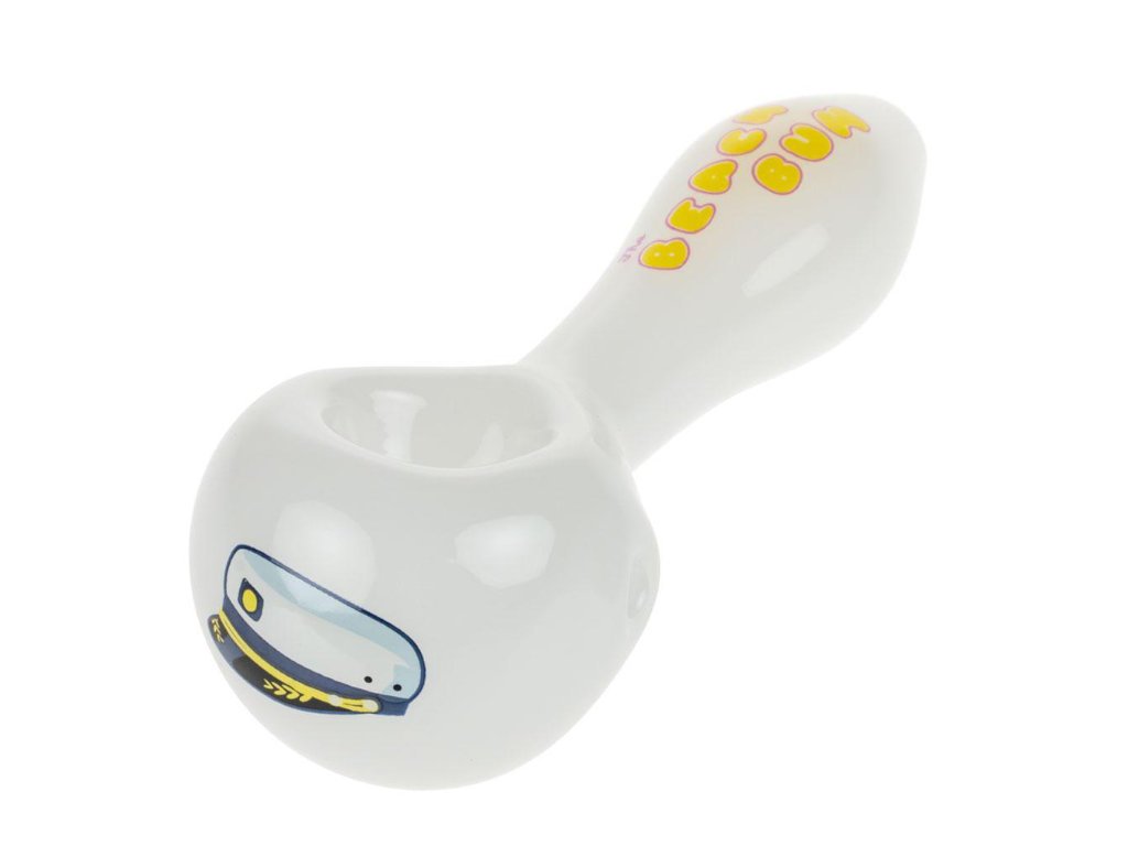Beach Bum white Hat Pipe Fat Buddha Glass