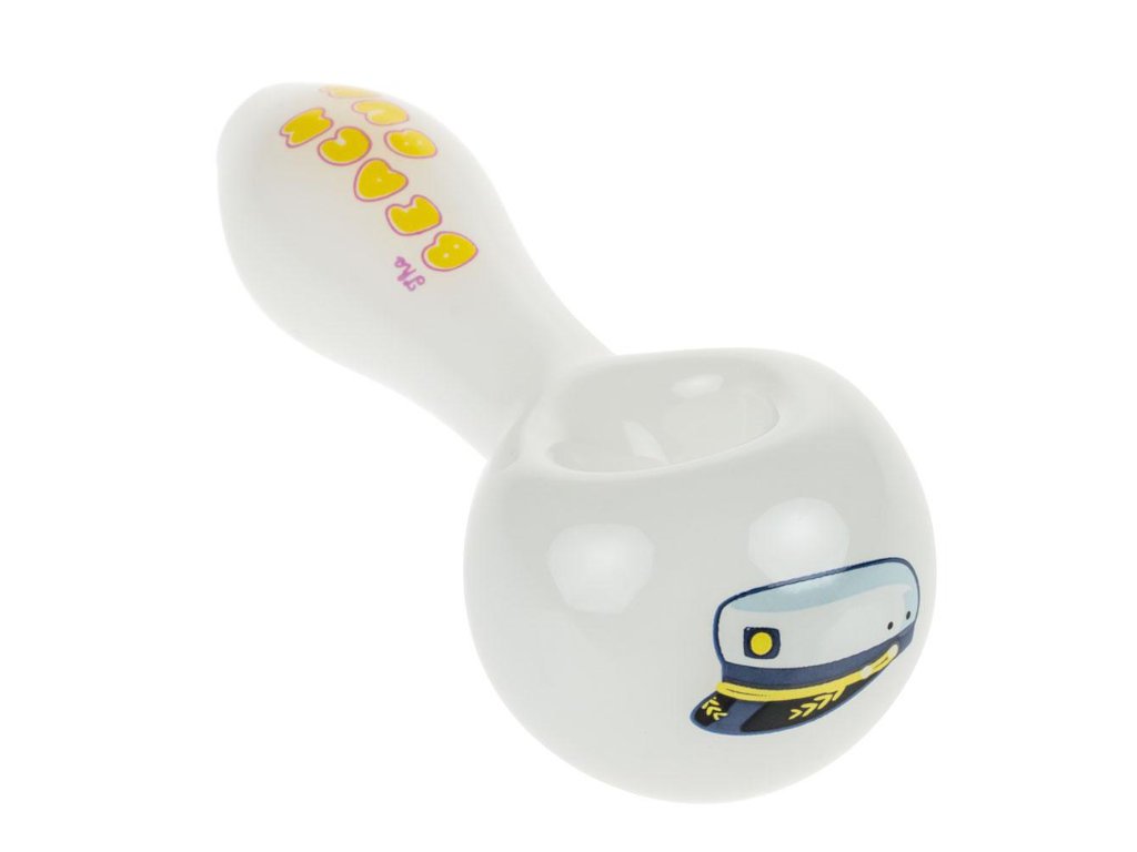 Beach Bum white Hat Pipe Fat Buddha Glass