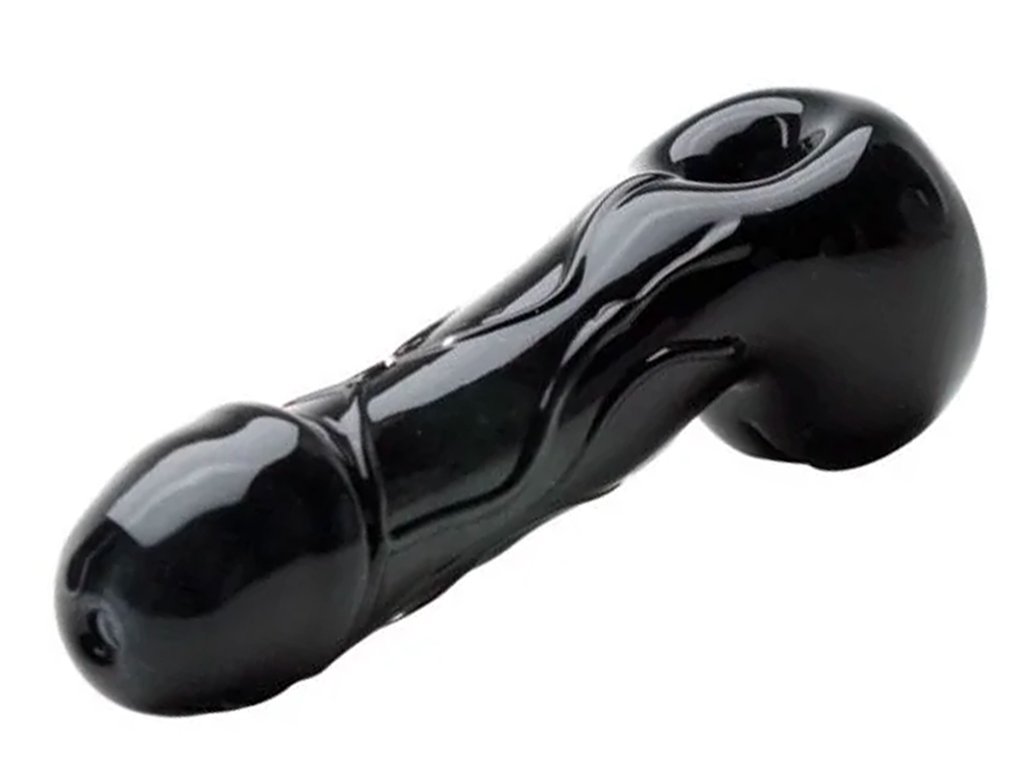 Black Phallus Hand Pipe Fat Buddha Glass