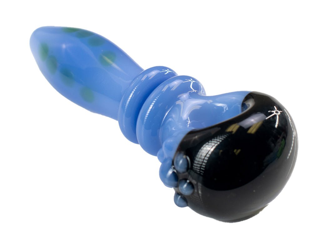 Fat Buddha Glass Pipe Blue Black Hat Pipe