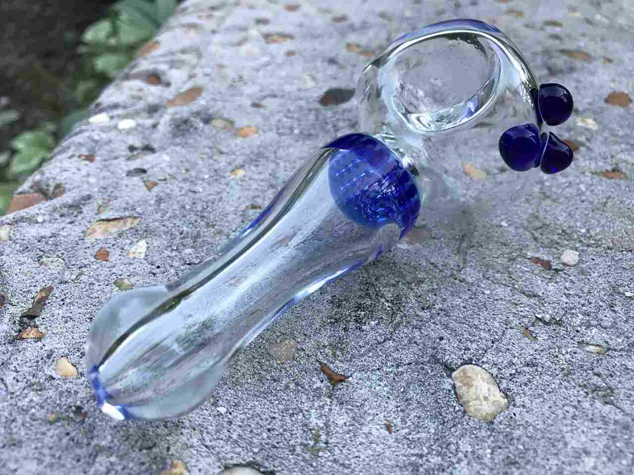 Blue Collectible Honeycomb Tobacco Smoking Pipe Beautiful Smoking Bowl 37 Fat Buddha Glass Pipe