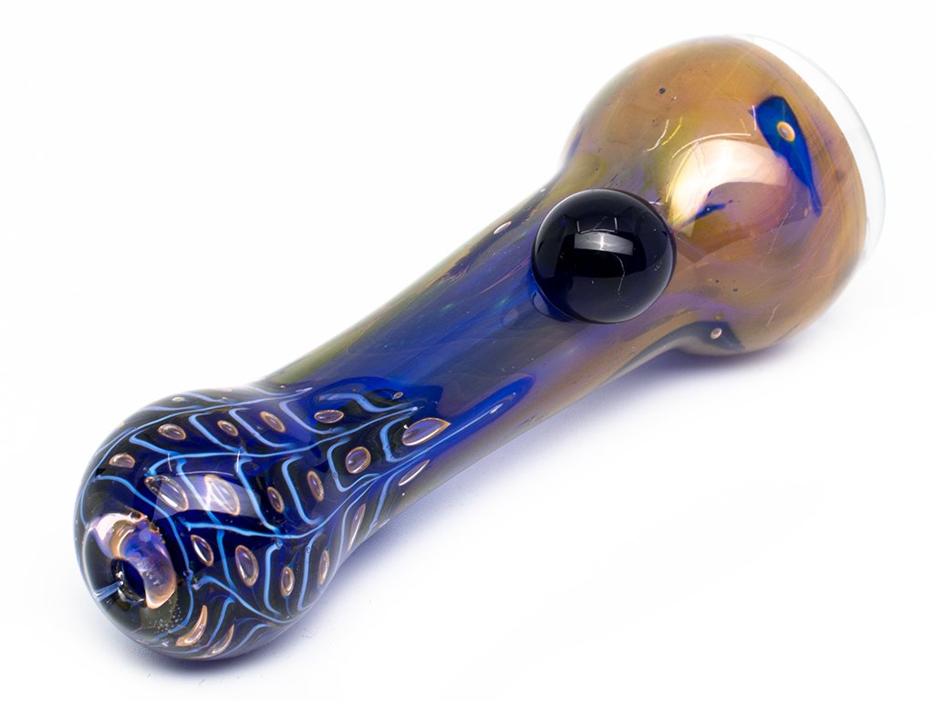 Blue Fumed Chillum Pipe Fat Buddha Glass