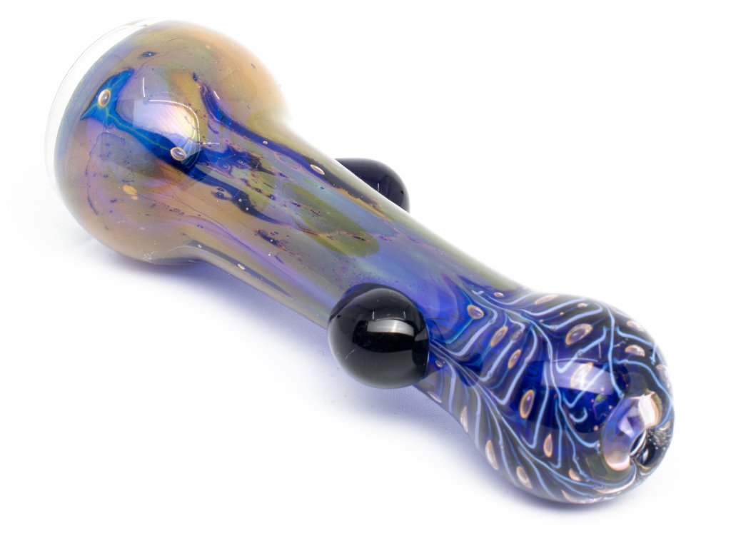 Blue Fumed Chillum Pipe Fat Buddha Glass