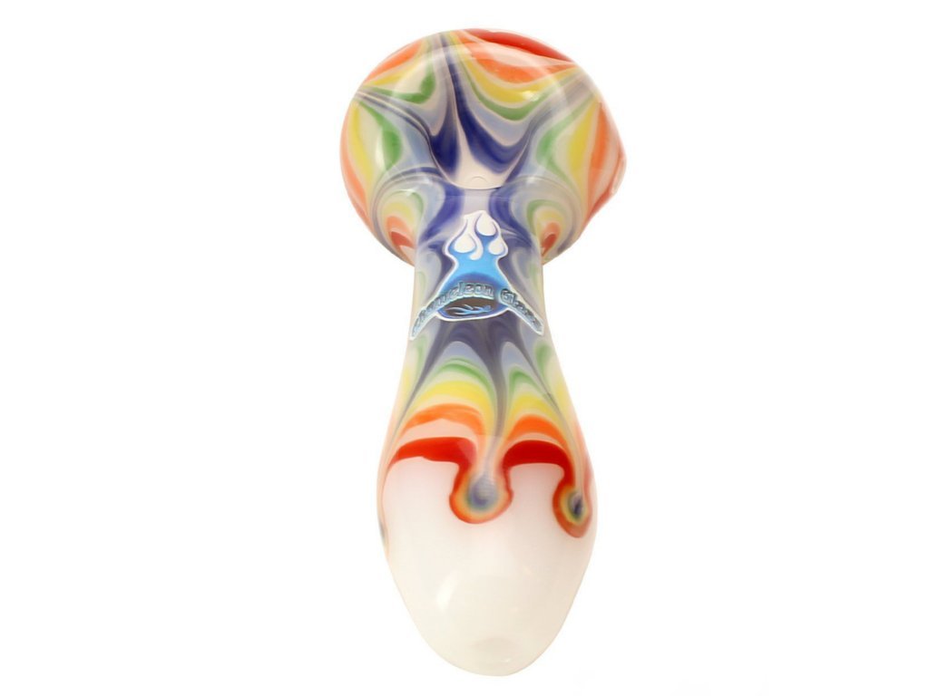 Chameleon Glass White Rainbow Splat Pipe