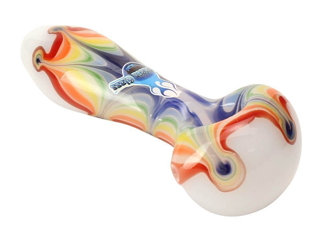 Chameleon Glass White Rainbow Splat Pipe