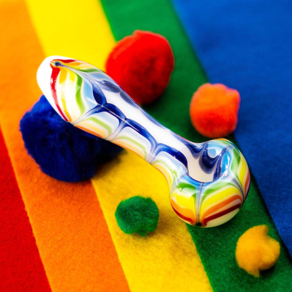 Chameleon Glass Pipe Chameleon Glass White Rainbow Splat Pipe