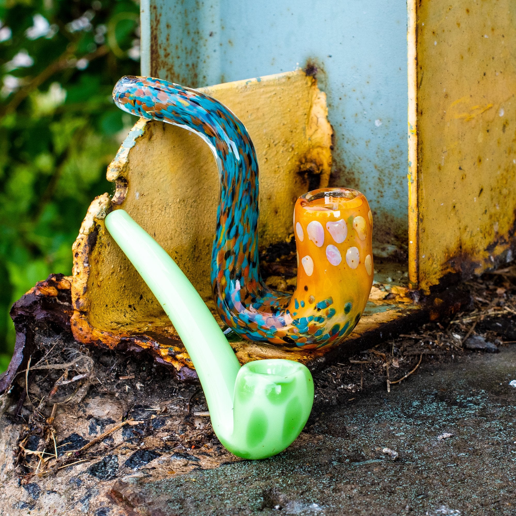 Earth Tone Sherlock Pipe Fat Buddha Glass