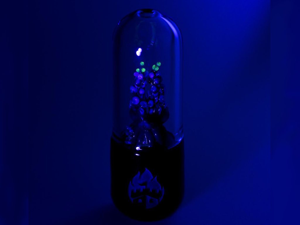 UV Pink Floxglove Fat Buddha Glass