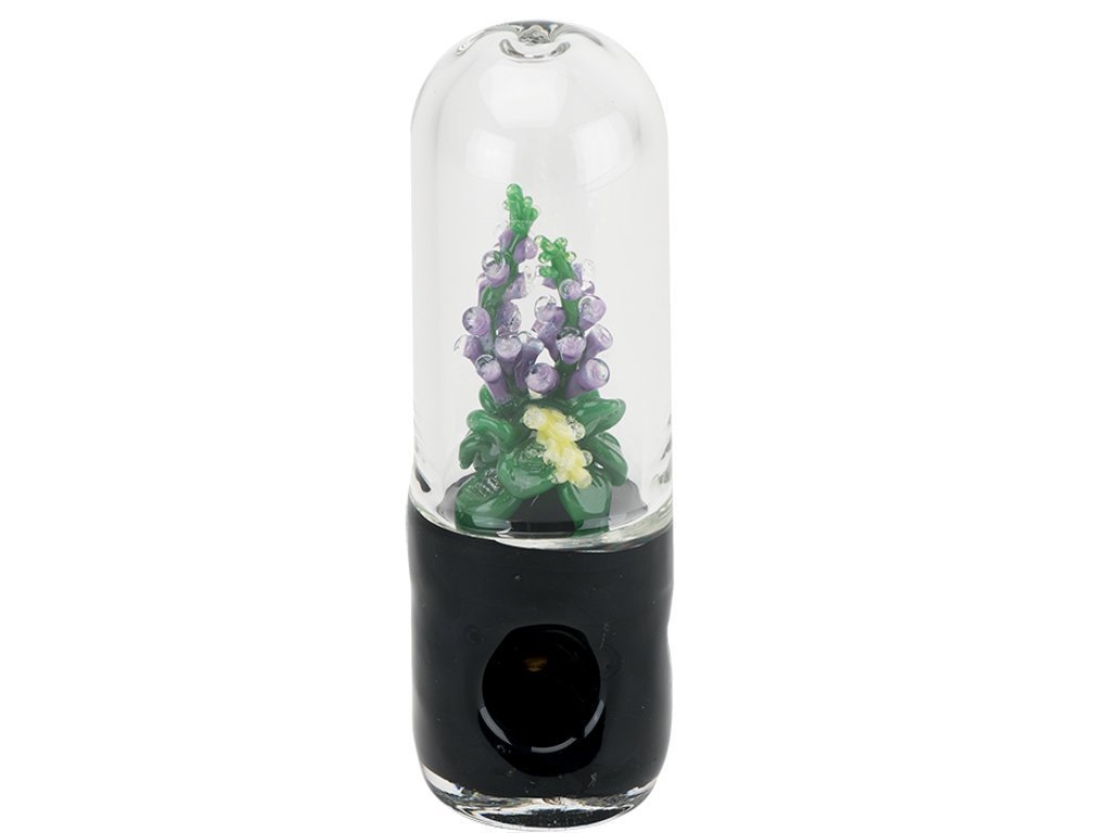 UV Purple Fox Glove Pipe Fat Buddha Glass