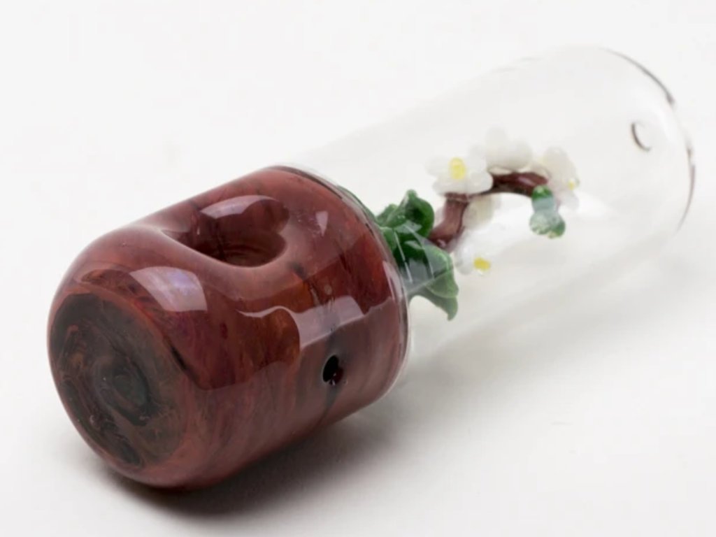 UV White Orchid Pipe Fat Buddha Glass