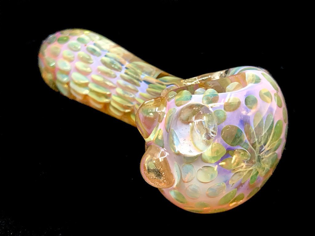 Floating Gold Dots Pipe Fat Buddha Glass