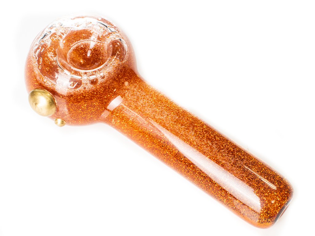 Gold Freezable Glitter Pipe Fat Buddha Glass