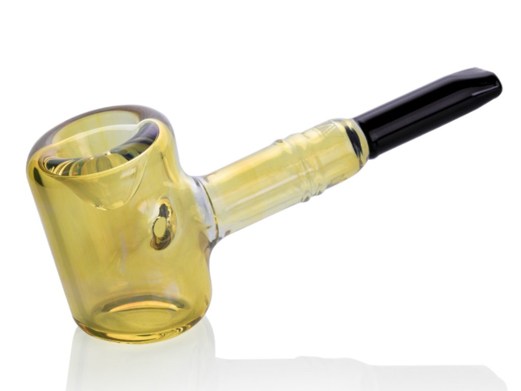 Amber 6 Poker Sherlock Pipe Grav Fat Buddha Glass