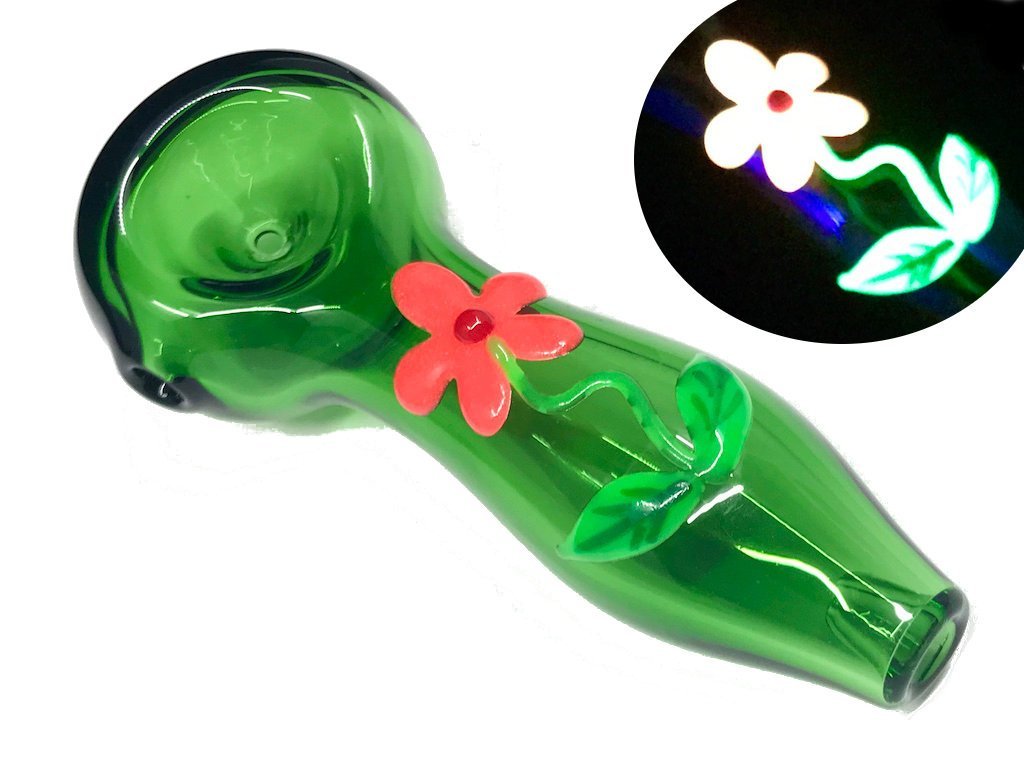 Glow In The Dark Garden Flower Pipe Fat Buddha Glass