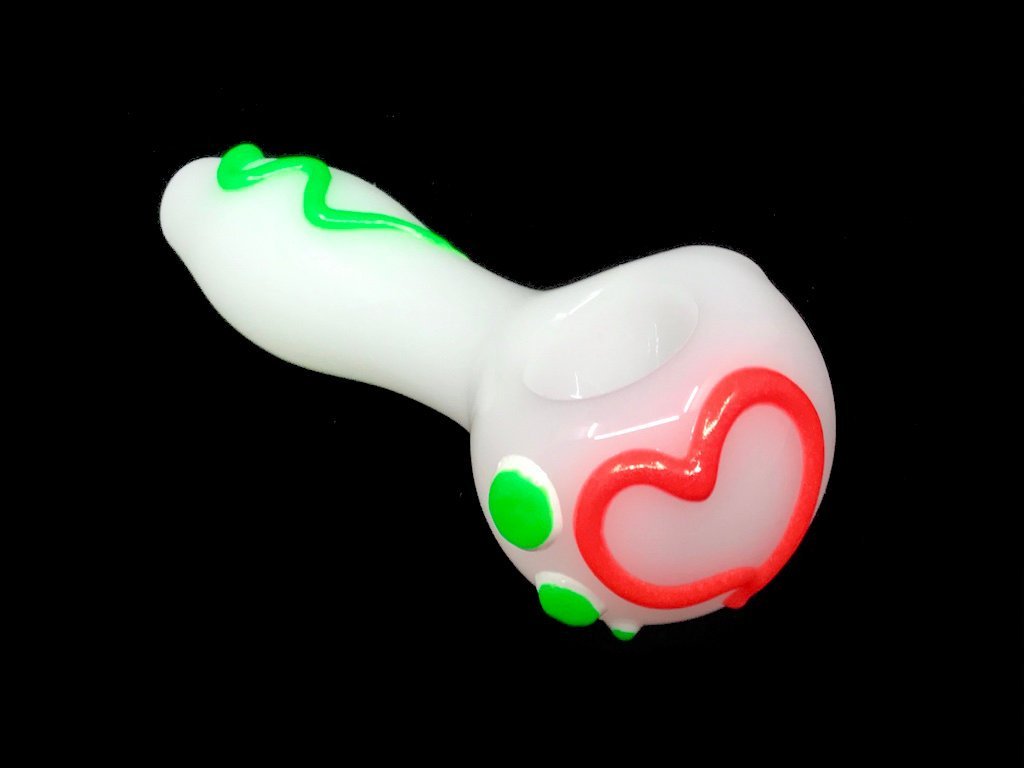 Glow In The Dark Heart Pipe Fat Buddha Glass