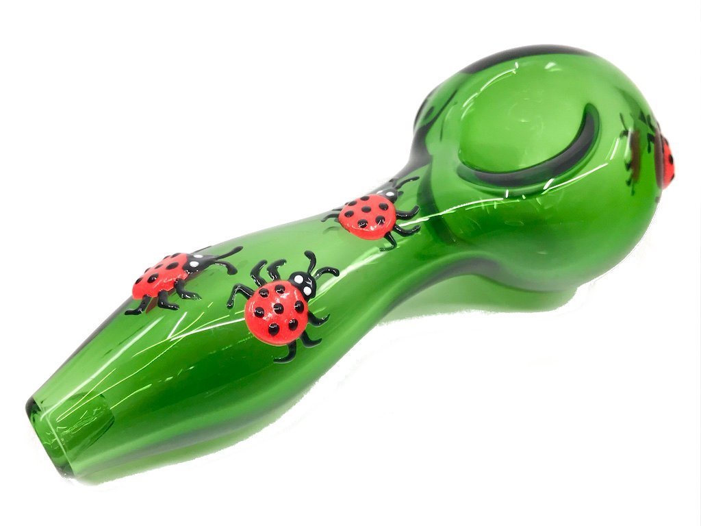 Glow In The Dark Lady Bug Pipe Fat Budhha Glass