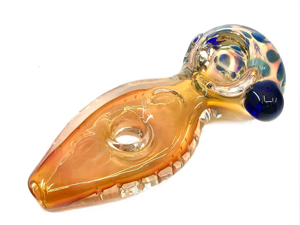 Fat Buddha Glass Pipe Gold Button Pipe