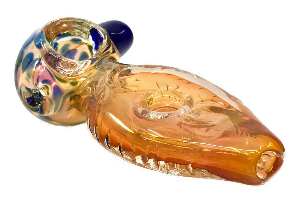 Fat Buddha Glass Pipe Gold Button Pipe