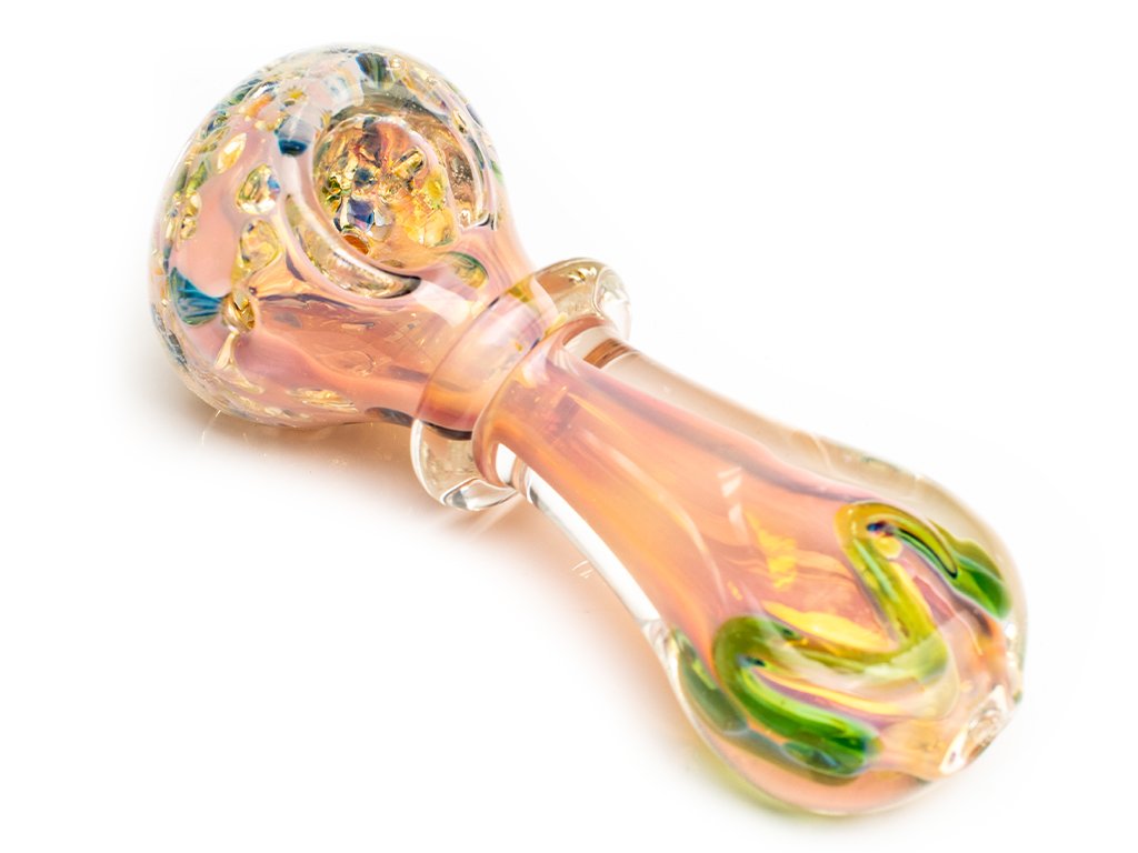 Gold Coral Pipe Fat Buddha Glass